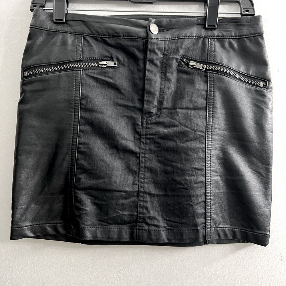 Leather mini skirt